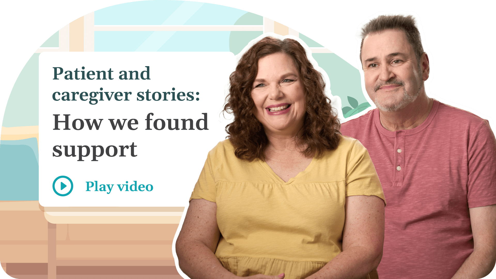 [Tap to play] Thumbnail for a video titled: Patient and caregiver stories: How we found support. 